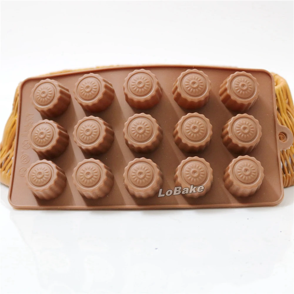 

New 15 cavities round fluted wall mooncake Shape chocolat Mold sweet candy soap biscuit mould stampi in silicone