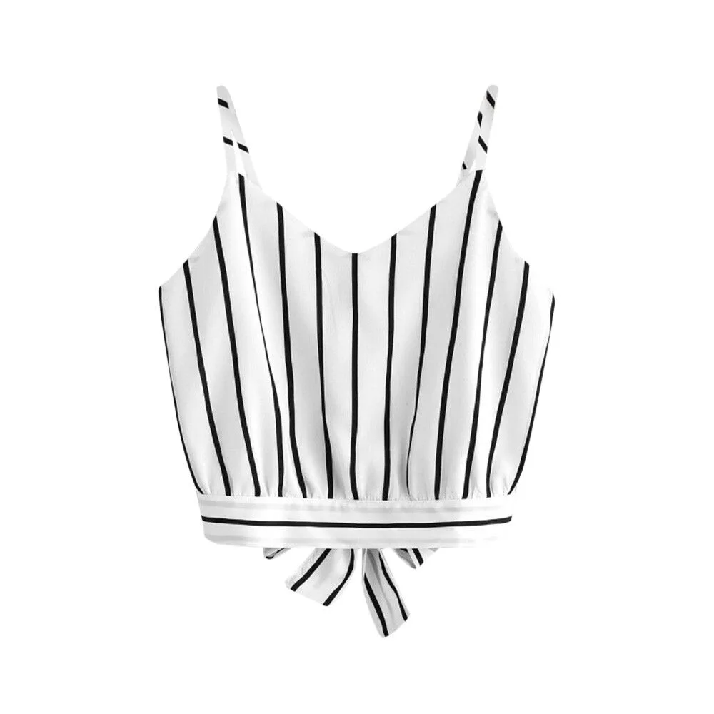

Women's Small Fresh Camisole Cotton Polyester Casual Broadcloth Summer V-neck Striped Tank Top Sleeveless Camisolas peonza