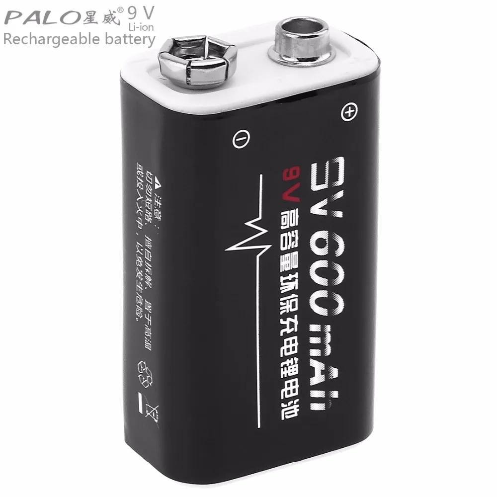 

PALO 9V 6F22 600mAh High Capacity Li-ion Rechargeable Battery with 1800 Cycle for Multimeter / Wireless Microphone / Alarm