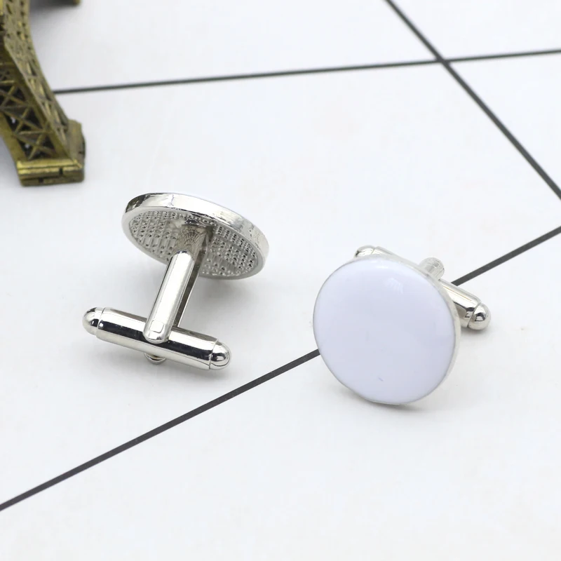 High Quality Round Cuff Links For Men Luxury Enamel Black White Geometry Mens French Shirts Tie Clip Cuff Link Gemelos