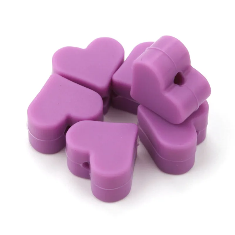 50 قطعة القلب سيليكون التسنين الخرز Bpa Free15MM الأسنان الخرز الطفل يمضغ دلاية للتسنين Diy هوة سلسلة رعاية الطفل
