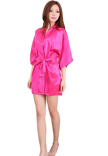 Femmes soie Satin courte Robe de nuit solide Kimono Robe mode Robe de bain Sexy Peignoir Peignoir Femme mariage mariée Robe de demoiselle d'honneur