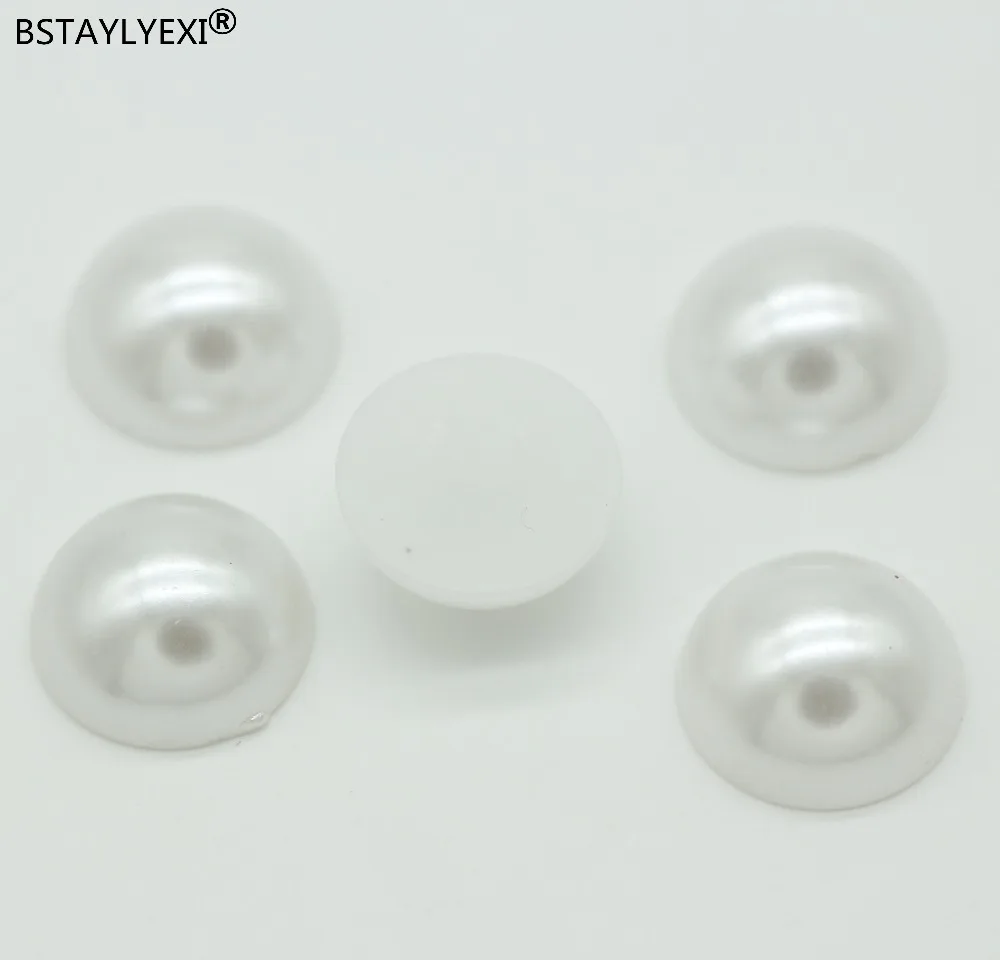 

50pcs 18mm white big semi-circular imitation pearls household items handicrafts supplies DIY supplies clothing loose beads