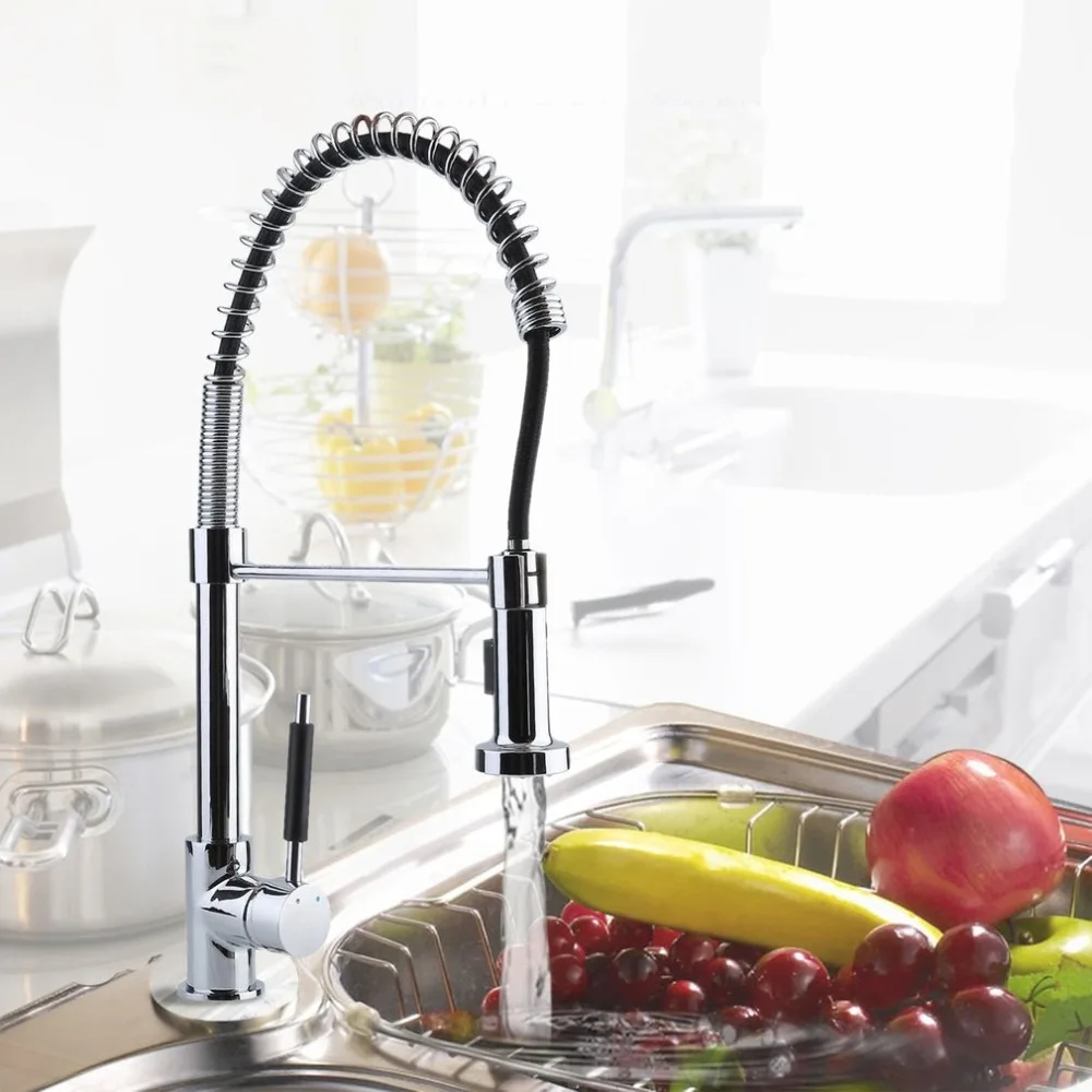 

Rotate Single Handle Spring Retractable Pull Out Sink Mixer Water Tap Faucet Head Multipurpose Kitchen Faucet Dropshipping