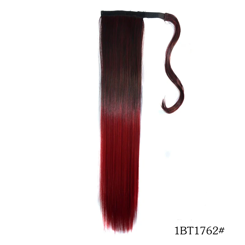 Jeedou синтетический конский хвост Омбре цвет обертывание вокруг конского хвоста прямые 2" 55 см 105 г Черный Зеленый Розовый Красный Фиолетовый волосы для наращивания