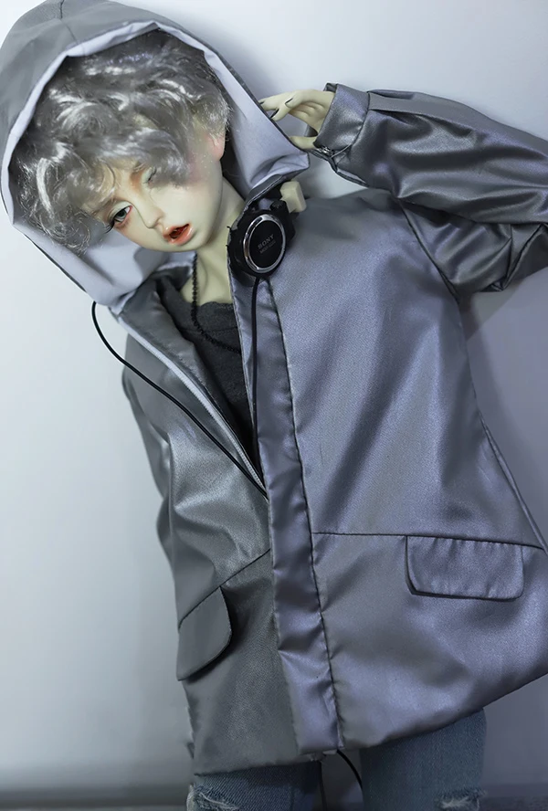 BJD куртка из искусственной кожи pu ветрозащитный Повседневная обувь; Цвет серебристый, серый блеском подходит для 1/4 1/3 BJD дядя POPO68 SD17 SSDF ghost2 аксессуары для куклы
