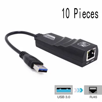 

10 pcs high quality USB 3.0 to 10/100/1000M Gigabit Network Ethernet LAN External Adapter Card RJ-45 For PC K laptop accessory