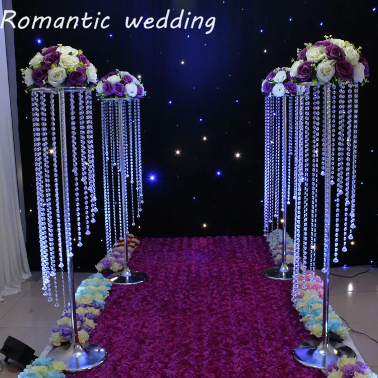 

10pcs/lot free shipping Acrylic crystal flower stand 59 inch Tall road lead for wedding centerpiece event party decorations