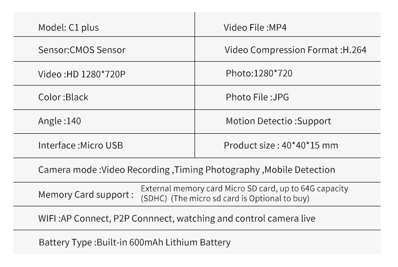 C1 Plus видеокамера мини камера 140 широкоугольный HD 720P Wifi P2P IP голосовой датчик движения микро DV Спорт Автомобиль Велосипед тело магнитный зажим