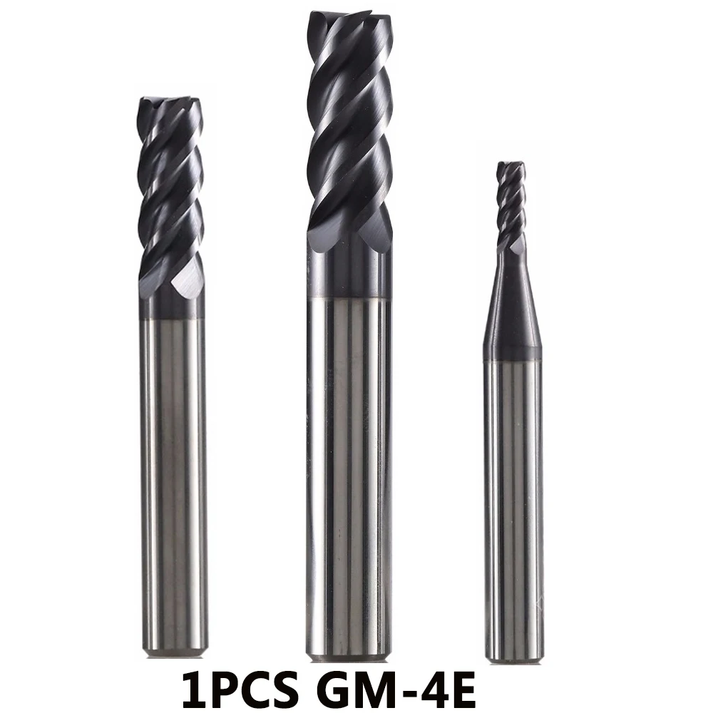 

GM-4E tungsten steel 4 flute square head coated end mill cnc milling cutter cutting tools for metal machining profile HRC45