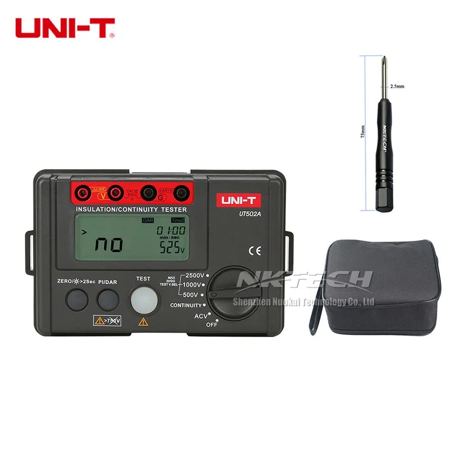Resistência à Terra Uni-t Megger Isolamento Terra Tester Megohmmeter Voltímetro Diagnóstico-ferramentas Continuidade Dar Medidores Ut502a 2500 v