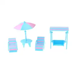 1/12 кукольный домик Миниатюрный пляжный стиль круглый стол, гостиная и качели набор сказочных садовых комплектов