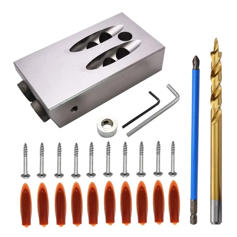 

26Pcs Diy Woodworking Oblique Locator Hole Jig Kit Angle Drill Bits Guide Tools Set Accessories