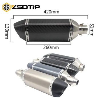 

ZSDTRP 38-51 mm Universal Real Carbon Fiber Exhaust Muffler Pipe Slip On Street Bike Motorcycle for Quad Street Bike ATV Scooter