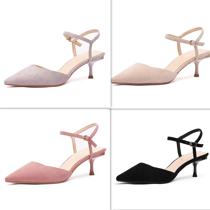 

Shoes Woman Summer 2019 Slingbacks High Heels Shoes Female Office Lady Pint Toe Flock Thin Heels Sandals Women Pump Sandals Shoe