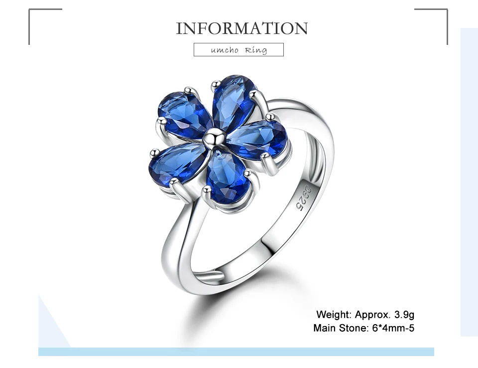 UMCHO Created Nano Sapphire 925 sterling silver rings for women EUJ091S-1 -pc (2)