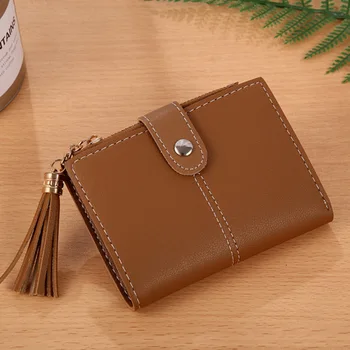 

Hot Selling Women Mini Wallets Tassel Zipper Purse Girl Wallet PU Leather Small Short Wallet -B5