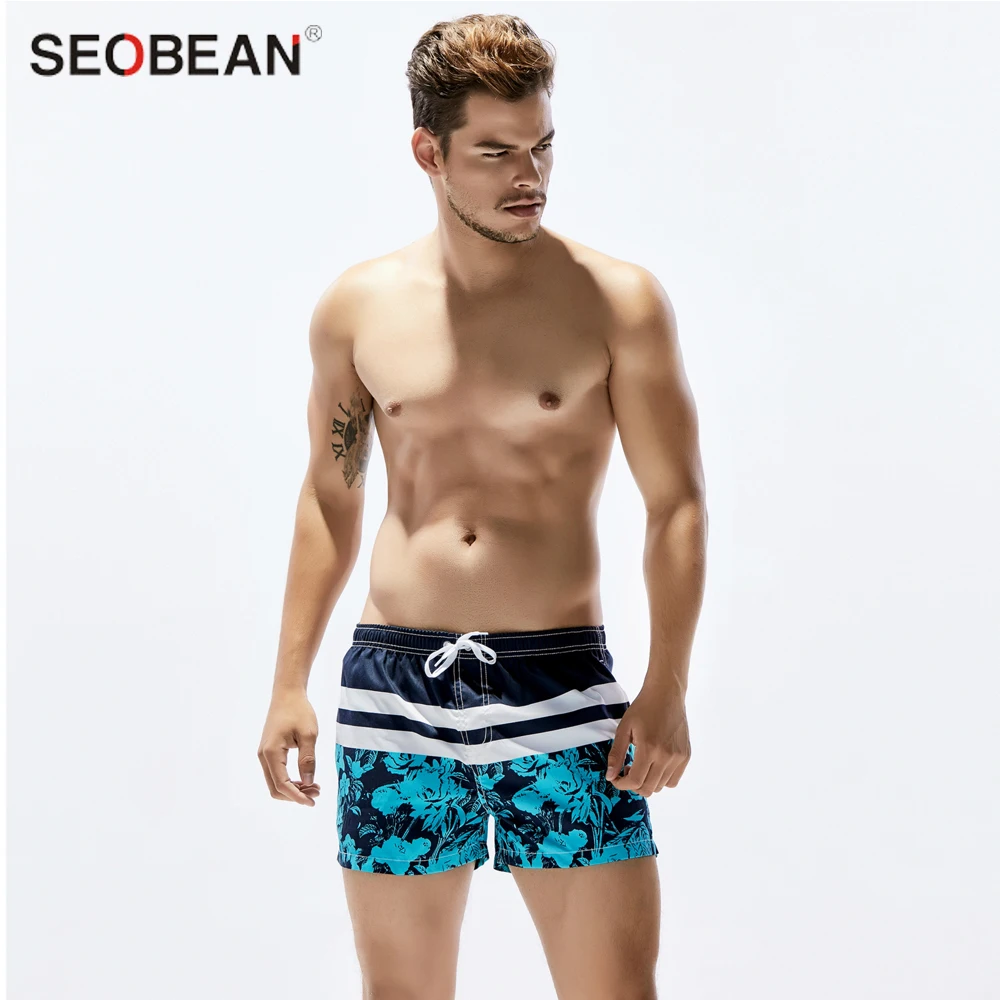 

2017 Beach shorts board surf board shorts brand print floral elastic waist Swimming trunks for bathing swimsuit for men running