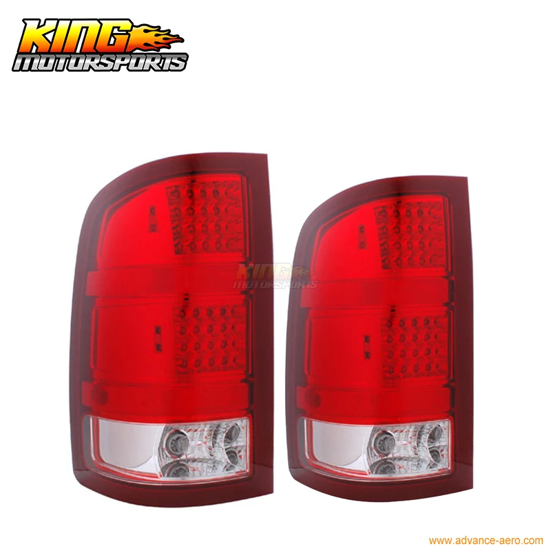 

For 07-10 GMC Sierra LED Tail Lights Red Clear 2008 2009 USA Domestic Free Shipping