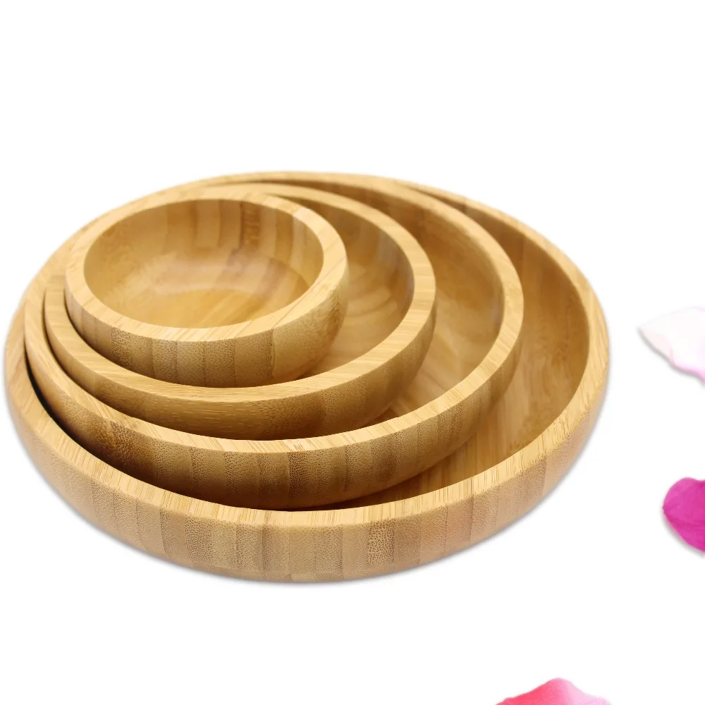 Bamboo Storage Tray Dining plate Pizza Tableware Snacks Desserts Salad Fruit Plate Household Kitchen Utensils Dishes