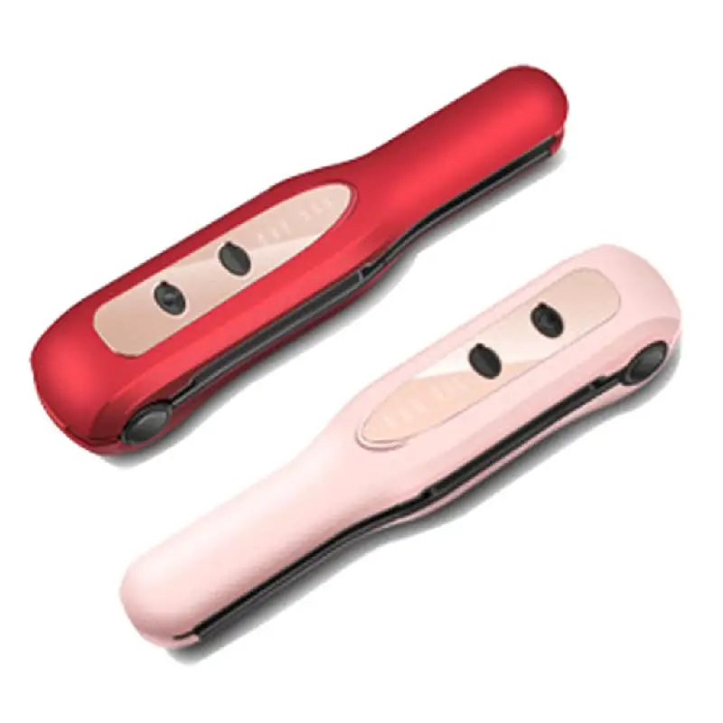 

2 in 1 Mini Wireless USB Rechargeable Hair Straightener Curler 3D Floating Flat Iron Double Heating Plate Hair Curling
