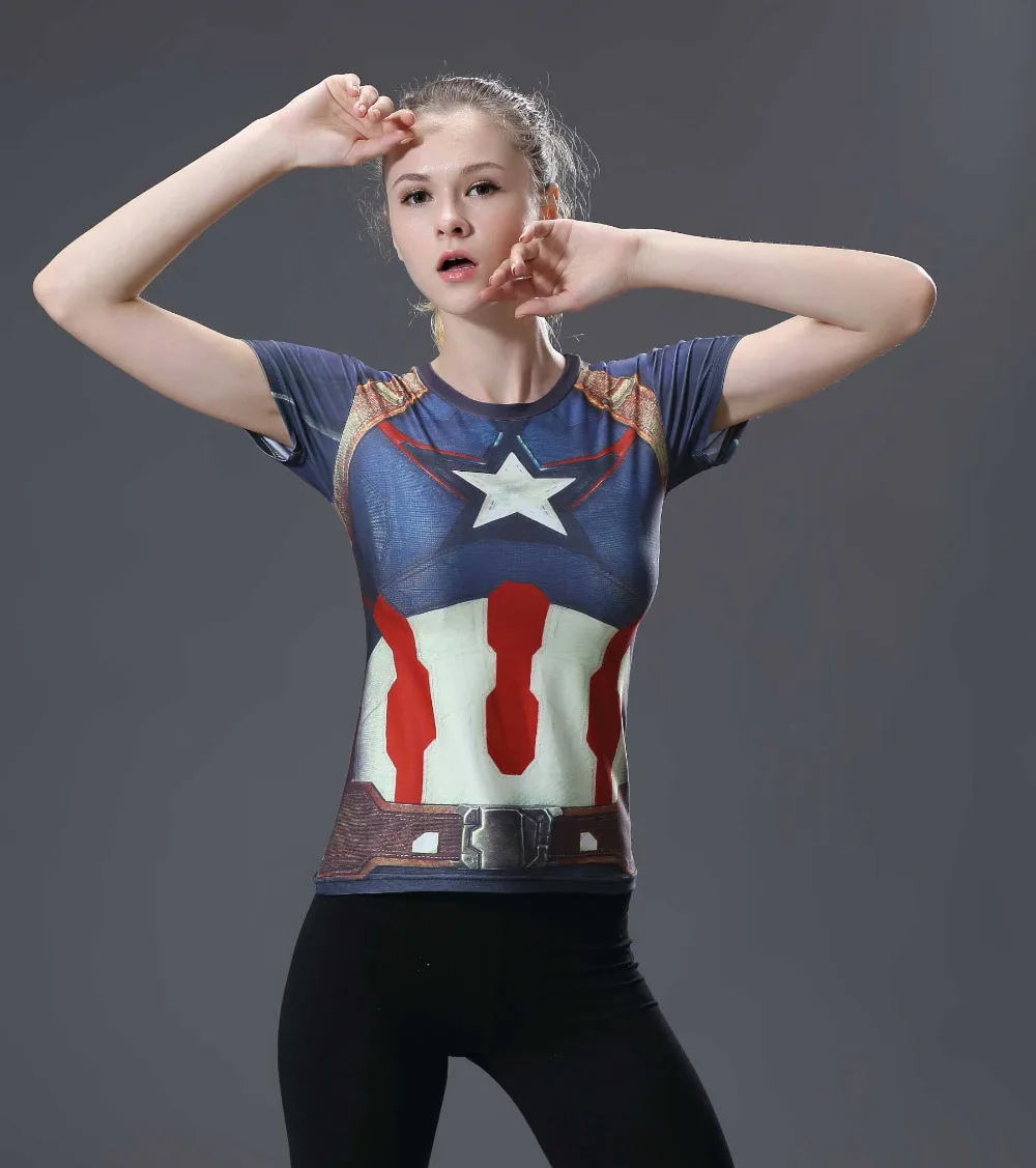 Marvel женские боди футболка флэш компрессионная Футболка женские фитнес колготки под футболку Femme топы оптом