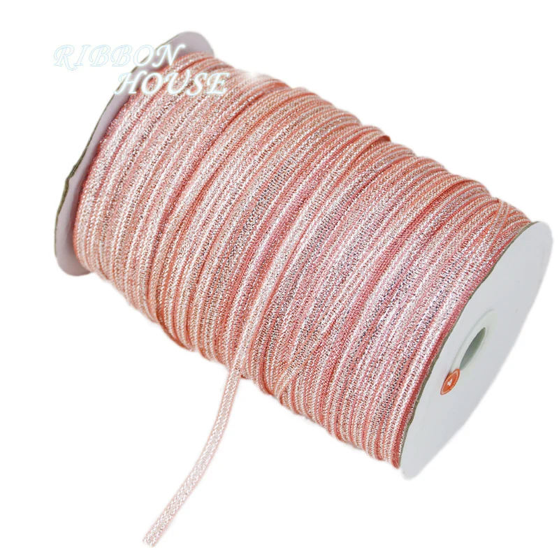 

(20 meters/lot) 1/8'' (3mm) pink Metallic Glitter Ribbon Colorful gift package ribbons wholesale
