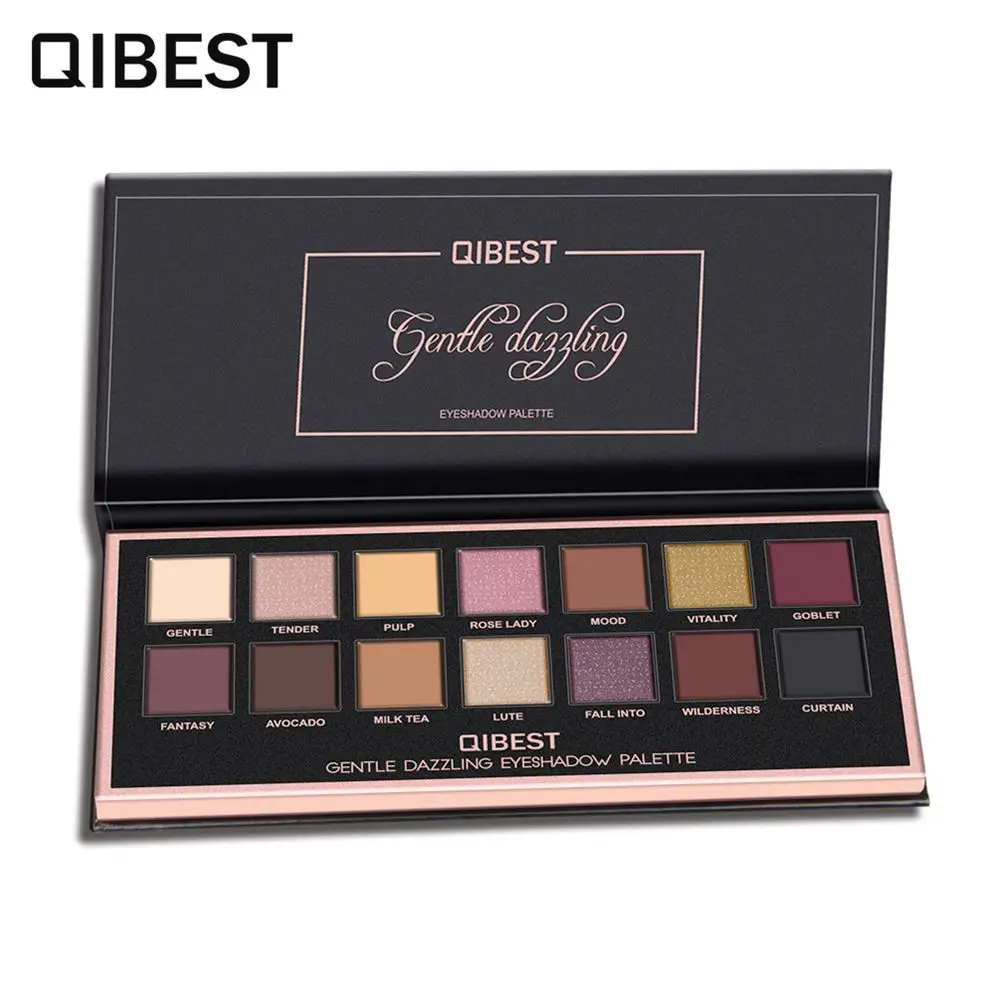 

QIBEST 14 Color Matte Eyeshadow Palette Glitter Pigmented Eyeshadow Maquiagem Ruby Rose Shimmer Nude Make Up Palette Beauty Tool
