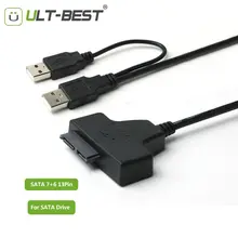 ULT лучшие Кабо USB 2,0 Slim SATA USB Slimline Serial ATA 7 + 6 13pin Соединительный Кабель-адаптер для CD и DVD Rom Оптический привод