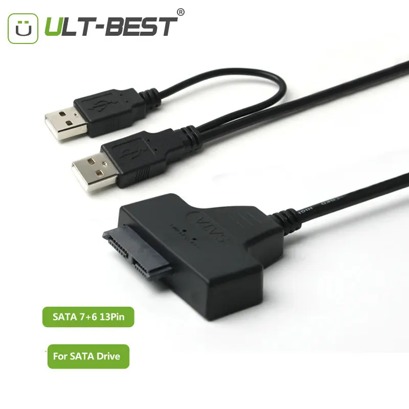 Кабель переходник ult best с USB 2 0 на Slim SATA Slimline серийный ATA 7 + 6 13pin для оптического
