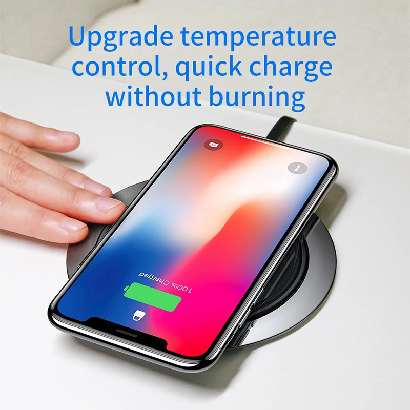 Baseus 10 Вт Qi Беспроводное зарядное устройство для iPhone X XR Xs телефона быстрая