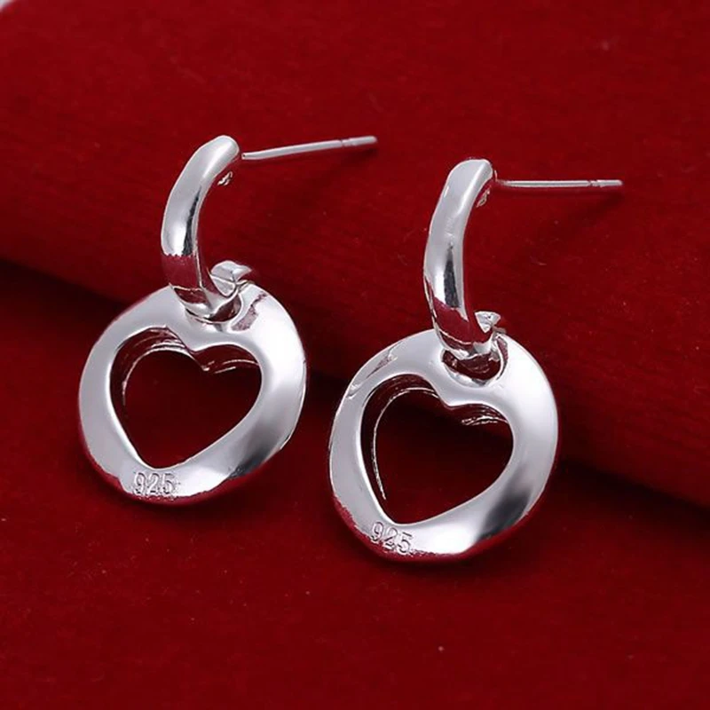 

fashion jewelry For Women, 925 jewelry silver plated Earring Hollow Heart Earrings E124 /EZFFRNAI AVDWLMQF