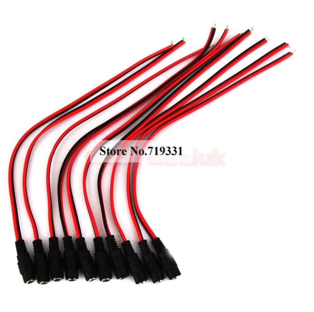 

10x 5.5*2.1mm Female DC Power Plug Connector CCTV PSU Pigtail CABLE Jack 12V