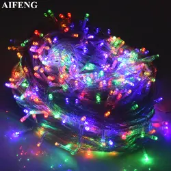 Aifeng светодио дный Строка Фея Света 5 м 10 м 20 м 30 м 50 м 100 м гирлянда 8 Режим Свет Рождества Свадебная вечеринка декора наружного освещения