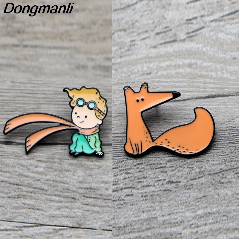 

L3674 Le Petit Prince and Fox Cute Metal Enamel Pins and Brooches for Lapel Pin Backpack Bags Badge Collection Gifts 1pcs