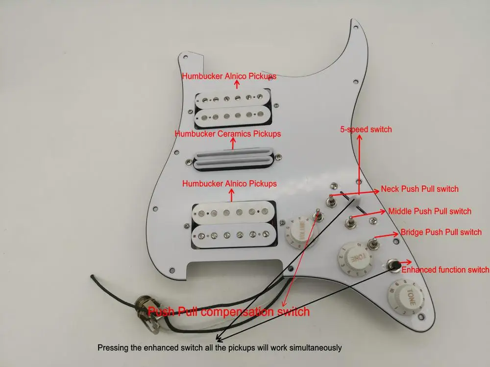 Stratocast гитарные звукосниматели Pickguard HSH Хамбакеры многофункциональные 20 Тон переключения, лучшие в мире