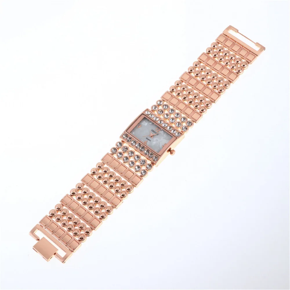 Luxury Ladies Metal Quartz Stainless Belt Rectangle Dial With Diamond Women Watch Rhinestone Watch Bracelet Watches Hours clock