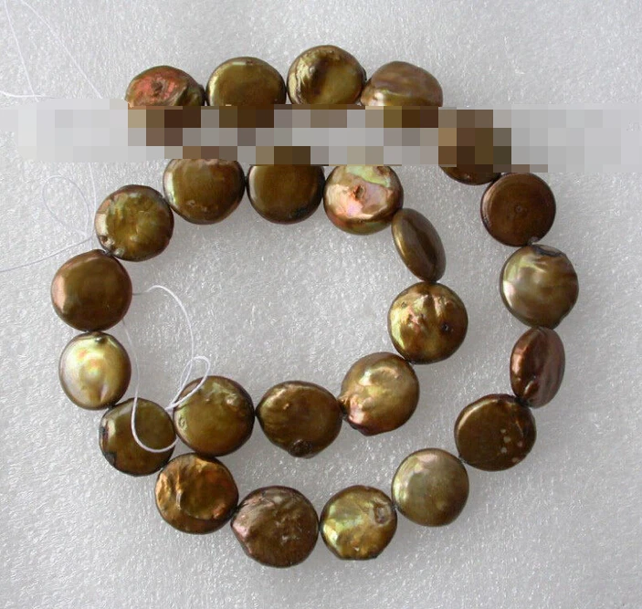 

06819 round coin chocolate freshwater pearl necklace loose bead