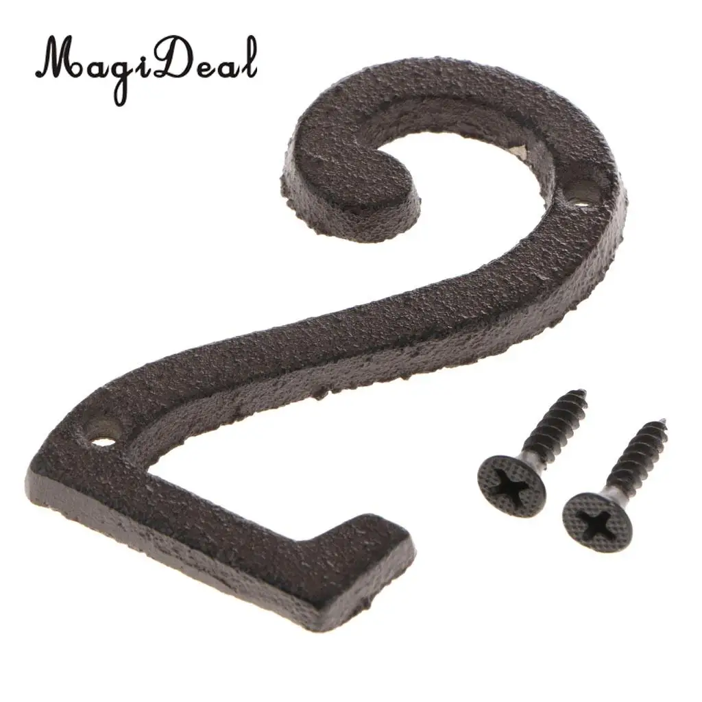 2pcs Cast Wrought Iron House Office Door Number Signs Plaque Country Style Digits Sticker Plaque with Screws 2 4