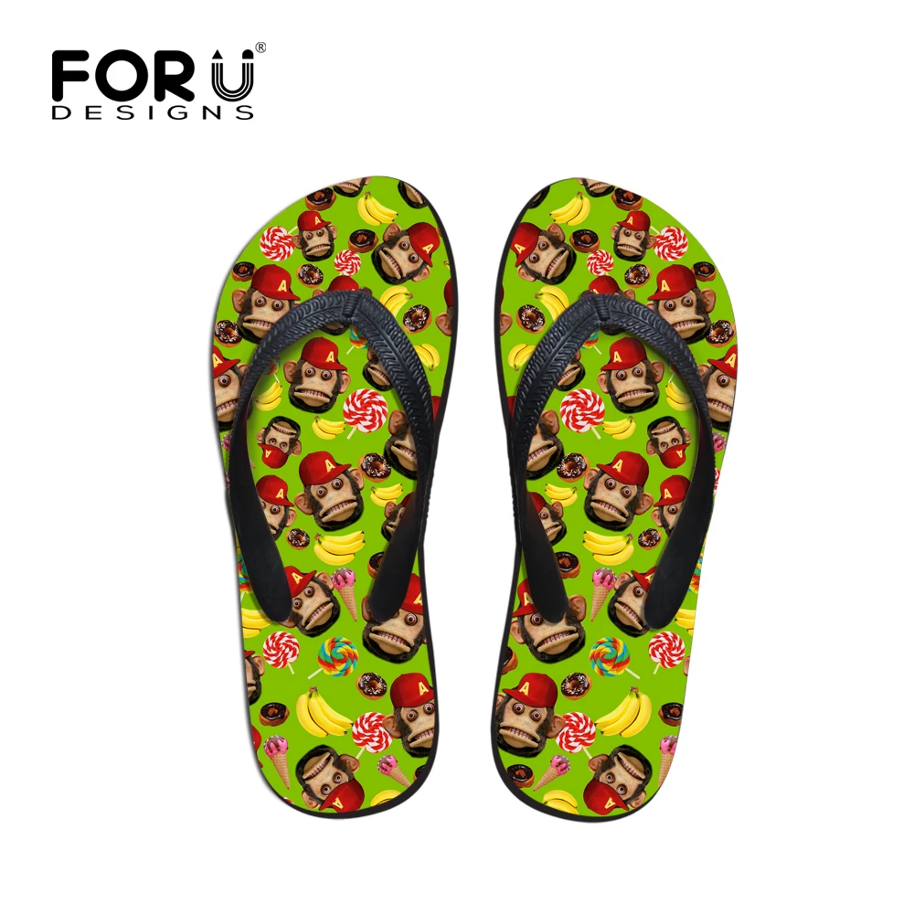 

New Summer Women Flip Flops Cool Monkey Print Flat Slipper for Ladies Female Anti-slip Sandals Casual Women Beach Flip Flops