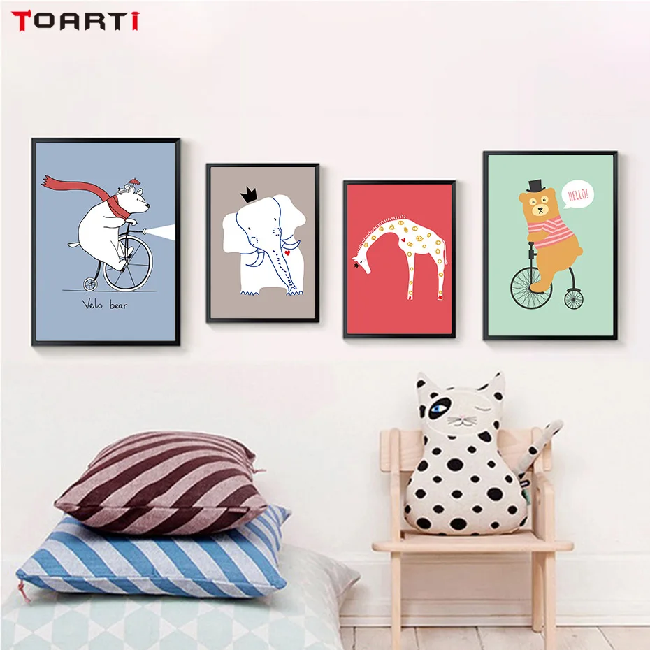 Kawaii Animals Bear Canvas Art Painting (4)