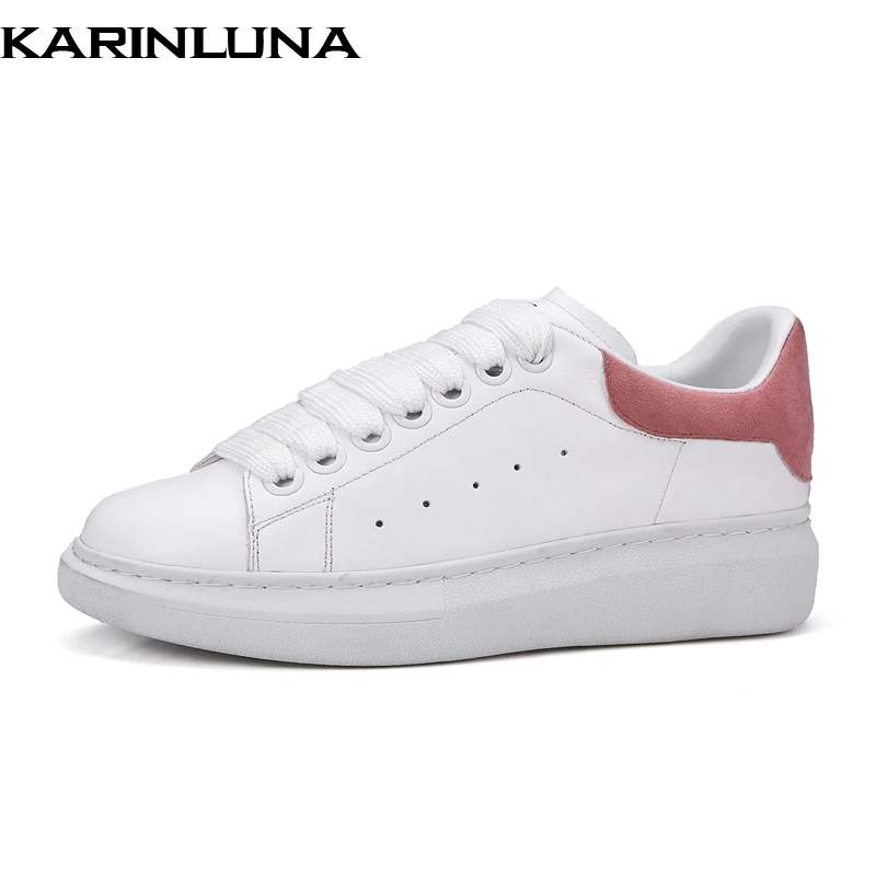 

Karinluna brand design genuine leather sheepskin cow leather white loafers shoes leisure fashion women shoes flats big size 42