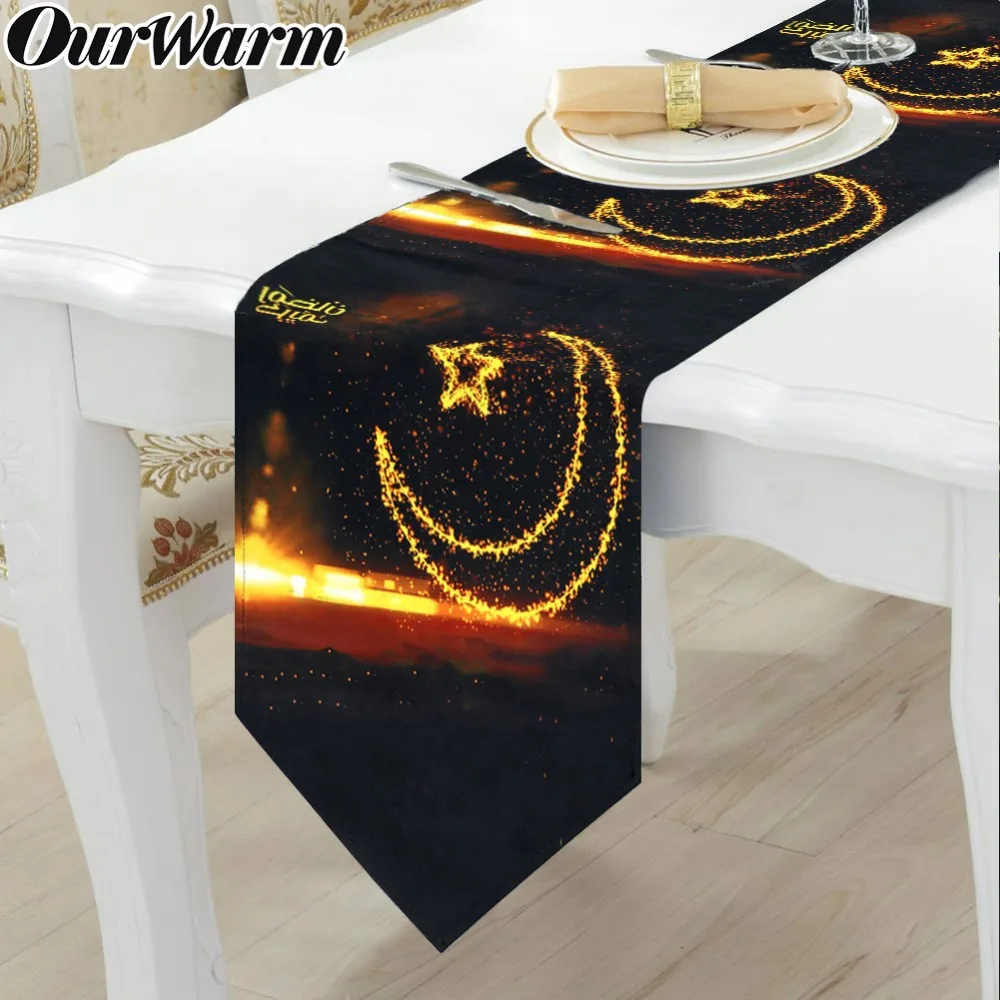 OurWarm 32x180 см Eid Mubarak пожелания украшение для стола Рамадан Kareem счастливый ИД 2019