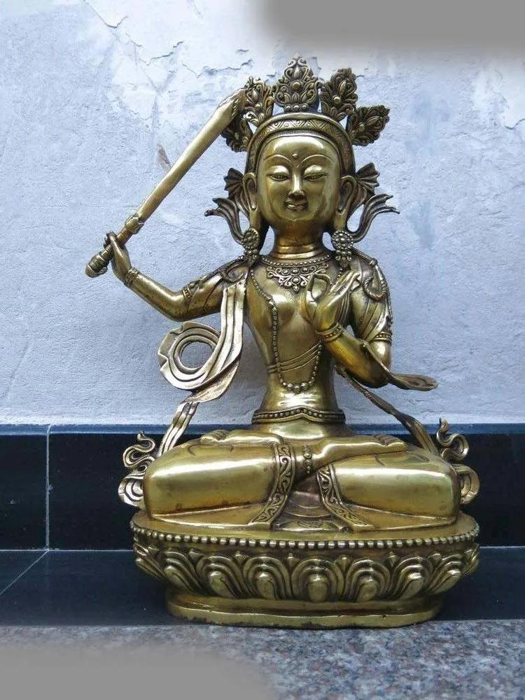 

18" China bronze gild carved Boohisattva of Ultimate Knowledge Sculpture statue