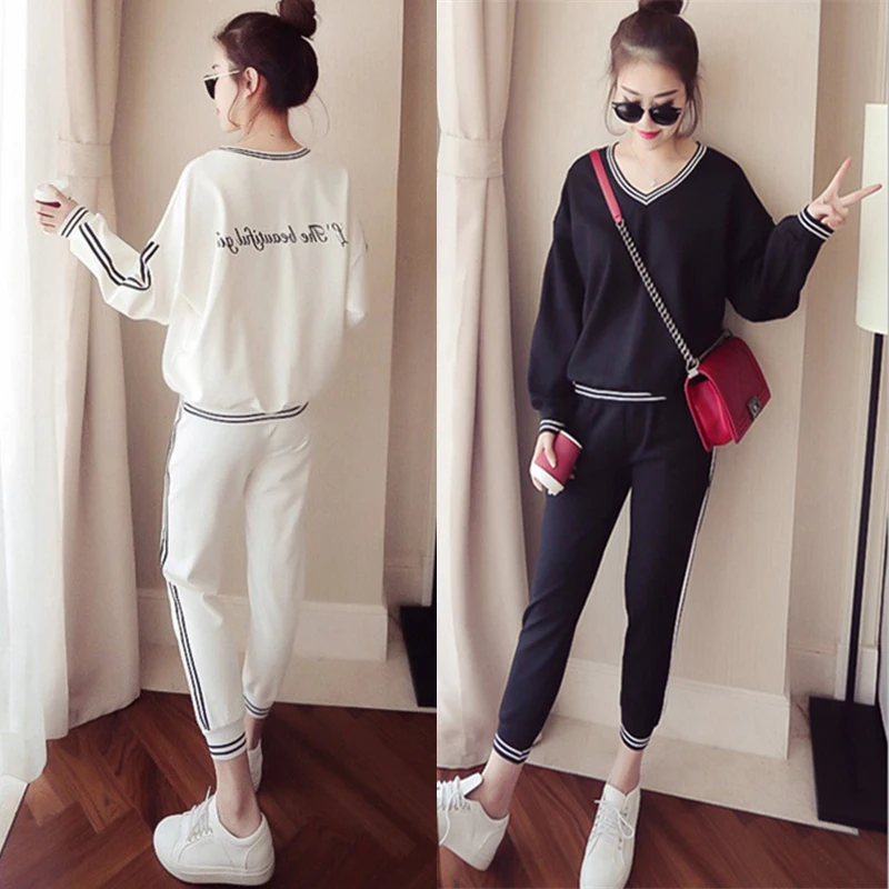 

Spring and autumn new 2019 Fashion women suit women's tracksuits casual set with a hood fleece sweatshirt two pieces set