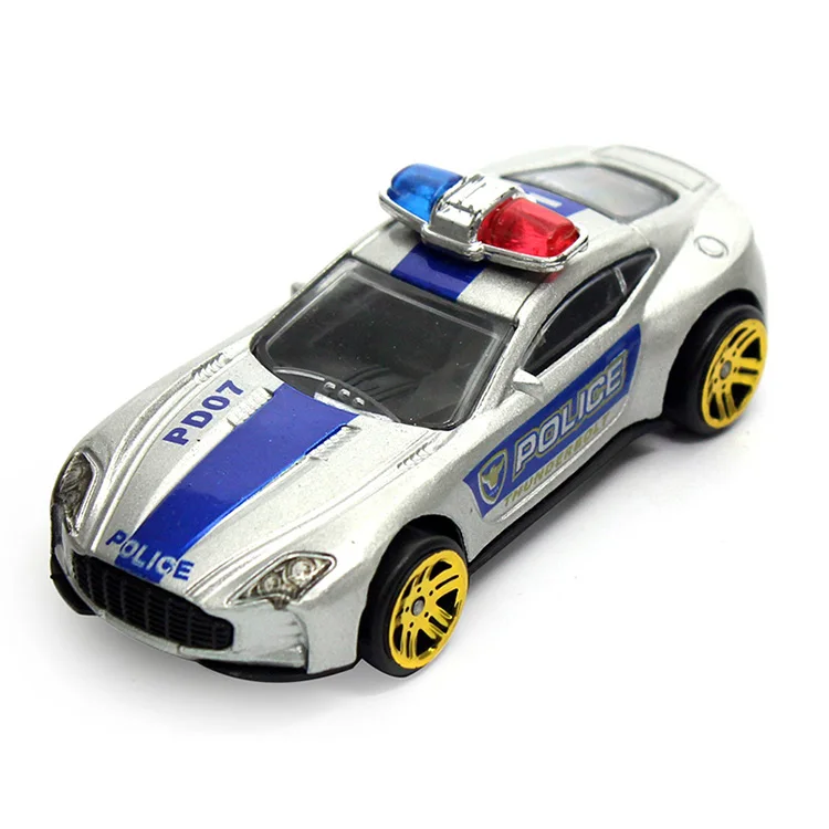 1х игрушечный автомобиль Feichao из 1:50 сплава, раздвижная полицейская версия, мини красочный автомобиль, металлическая Игрушечная машина для детей, день рождения - Цвет: silver