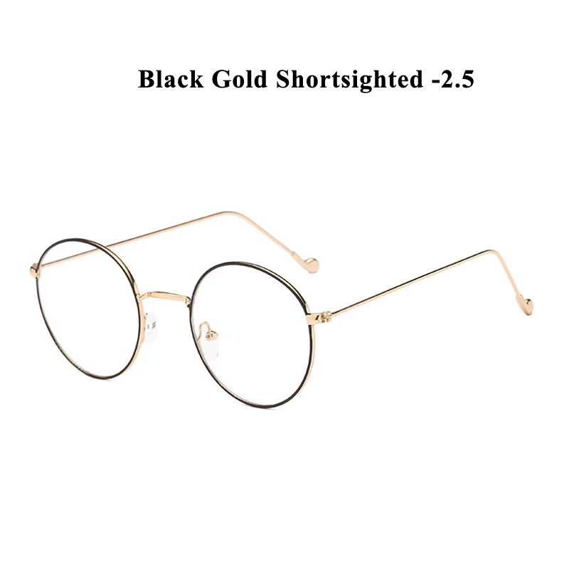 B gold myopia 2.5 Zilead, металлические круглые очки для близорукости, для женщин и мужчин, сверхлегкие, по рецепту, близорукие очки, очки унисекс - Цвет оправы: B gold myopia 2.5