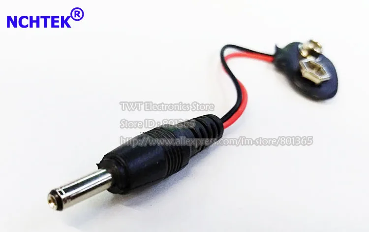 

NCHTEK 9 Volt 9V Battery Adapter For CCTV Systems 9V BATTERY SNAP ON TERMINAL+DC 3.5x1.35MM Male PLUG/Free Shipping/100PCS