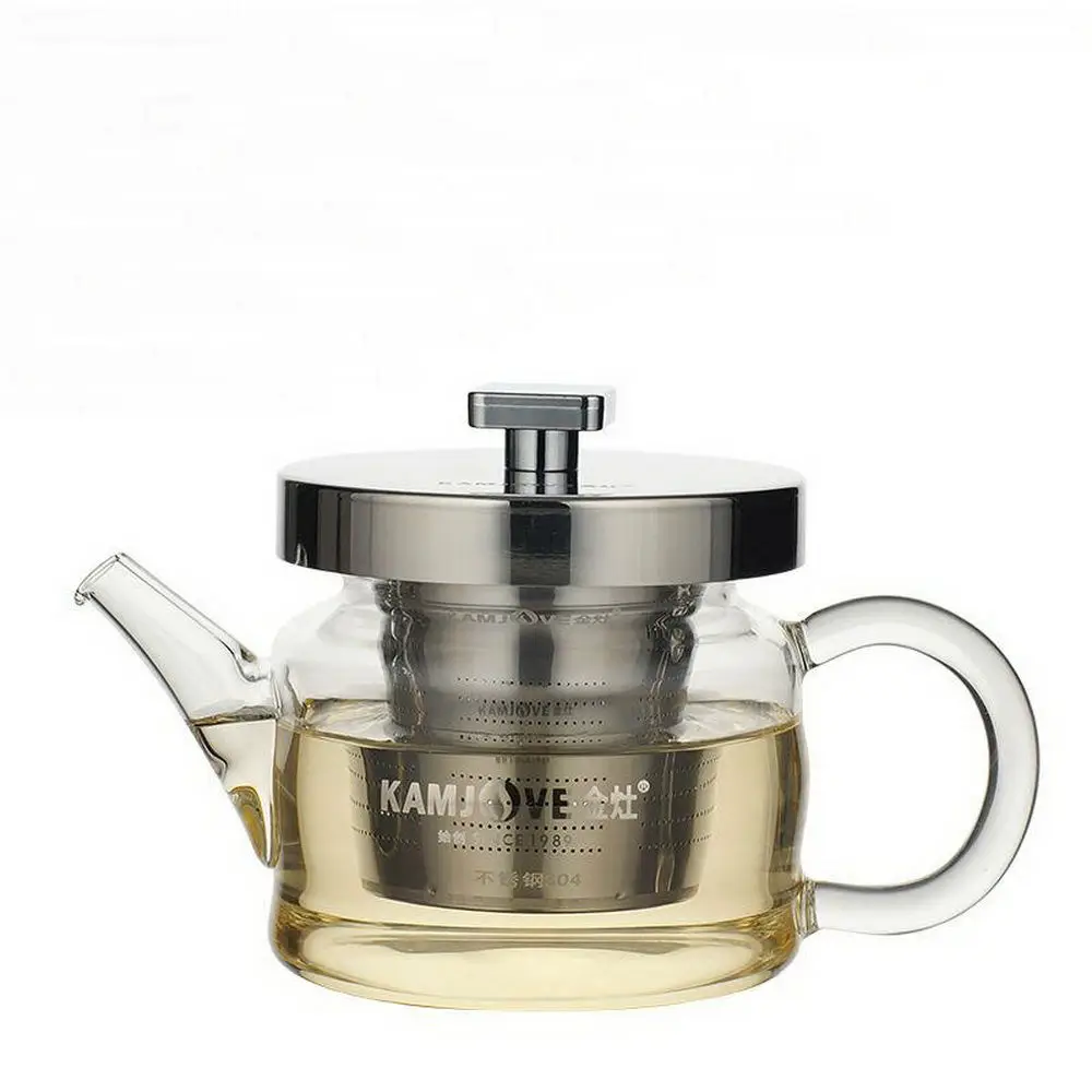 [GRANDNESS] Kamjove AM 01 Heat Resistant Clear Glass Teapot Stainless