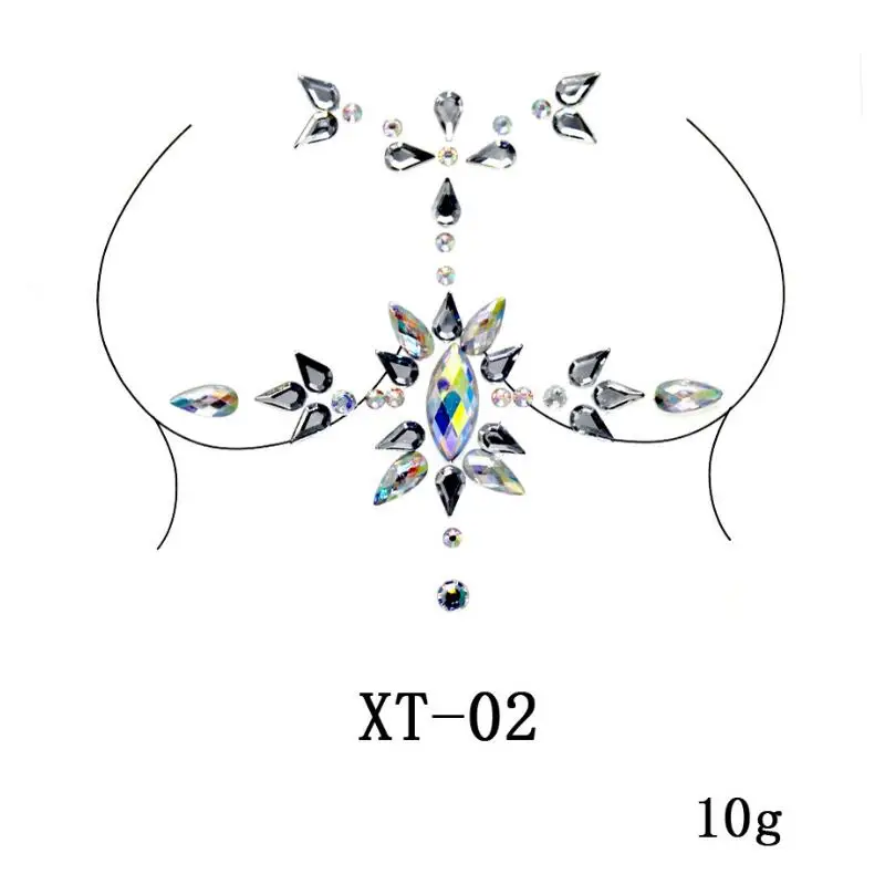 Сексуальные Глаза Лицо Драгоценности временные Стразы Блеск татуировки наклейки украшения для тела драгоценные камни Макияж для маскарада Драгоценности флэш поддельные татуировки - Цвет: 1pc XT-02